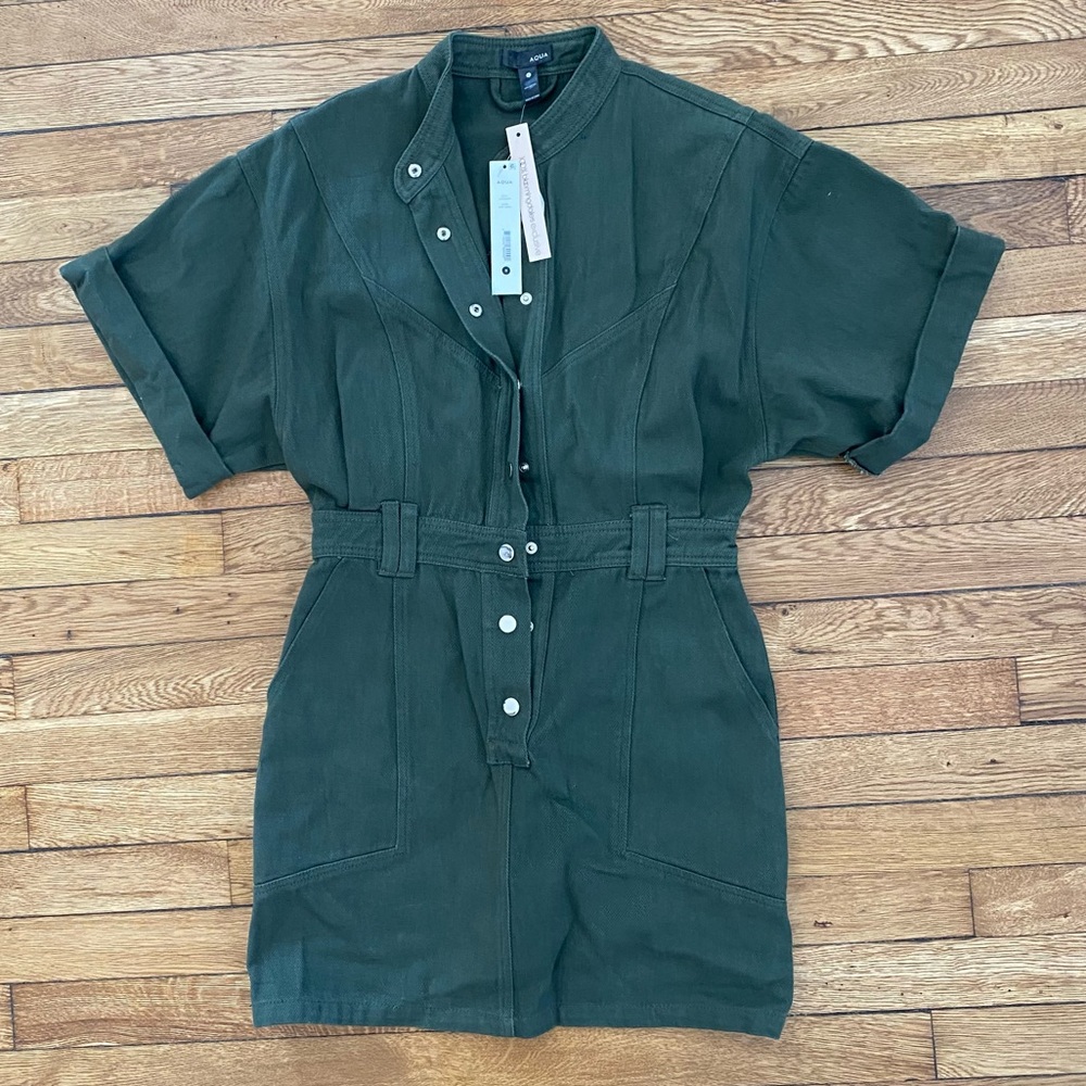 Aqua Army Green Mini-Dress